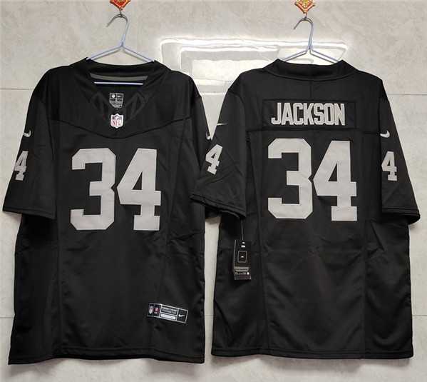 Men%27s Las Vegas Raiders #34 Bo Jackson Black 2023 F.U.S.E Vapor Untouchable Stitched Football Jersey
